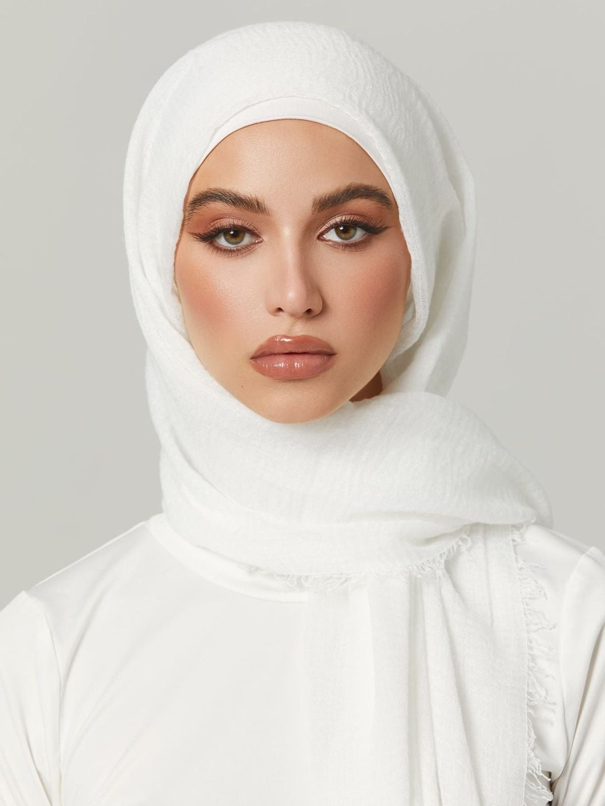 Premium Crinkle Cotton Hijab - White