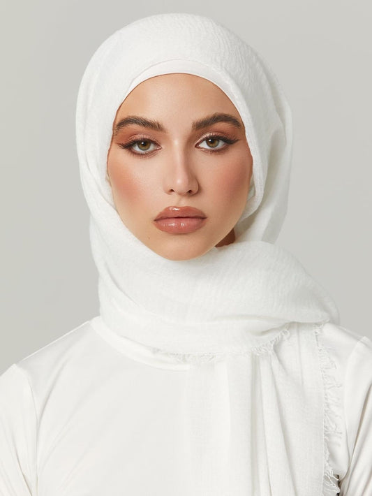 Premium Crinkle Cotton Hijab - White